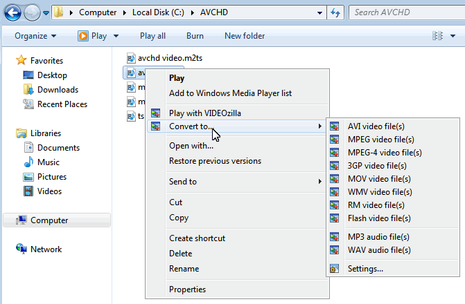 select the output video format